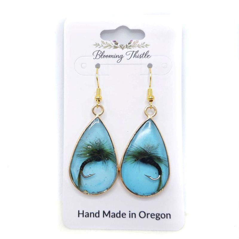 First Cast Teardrop Fly Earrings - By Blooming Thistle