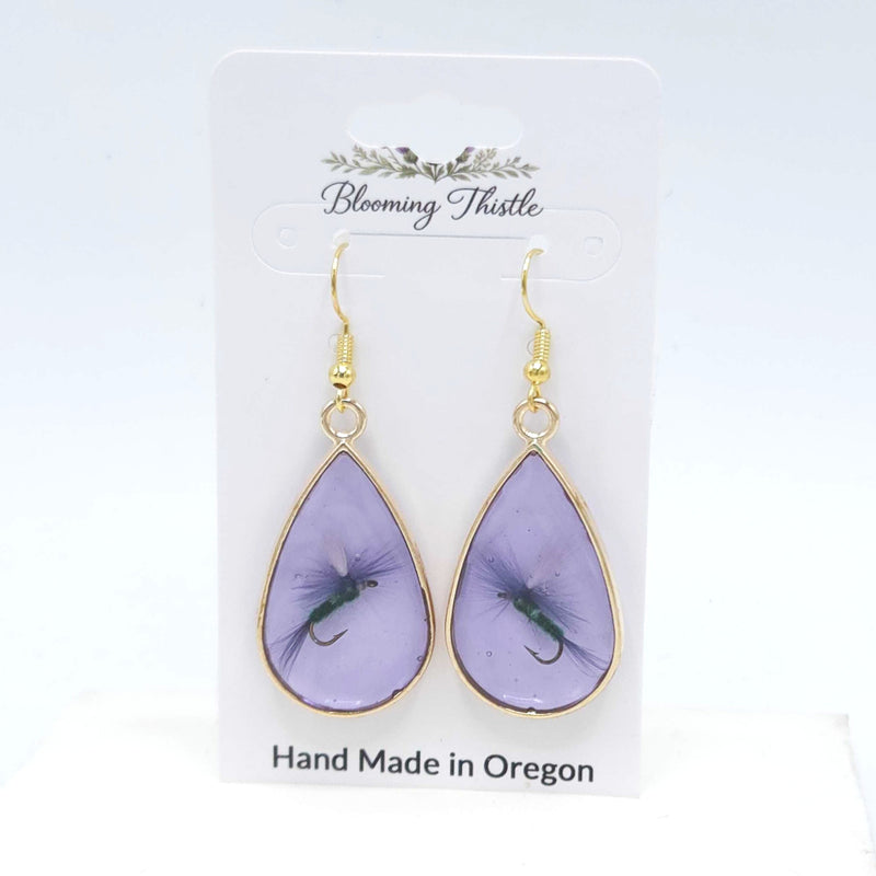 First Cast Teardrop Fly Earrings - By Blooming Thistle