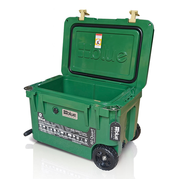 Blue Coolers - 60 Quart Ice Vault Roto-Molded Cooler with Wheels