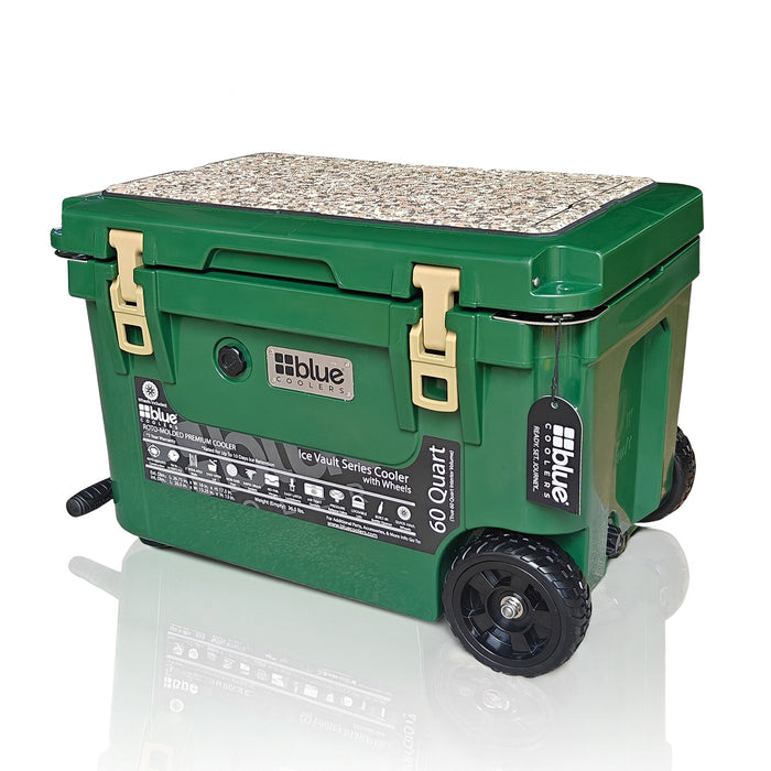 Blue Coolers - 60 Quart Ice Vault Roto-Molded Cooler with Wheels