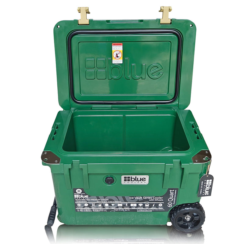 Blue Coolers - 60 Quart Ice Vault Roto-Molded Cooler with Wheels