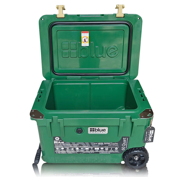 Blue Coolers - 60 Quart Ice Vault Roto-Molded Cooler with Wheels