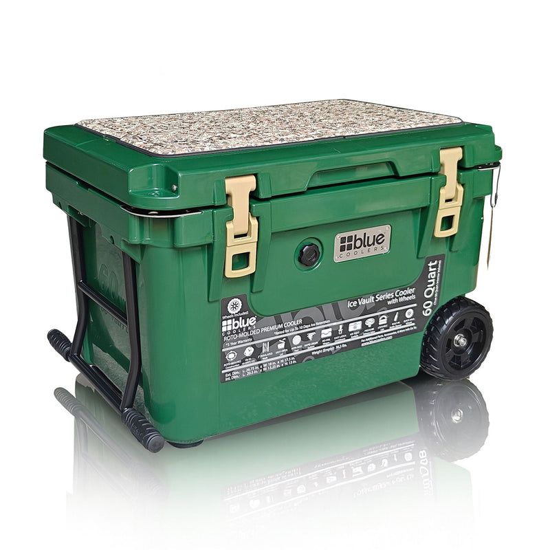 Blue Coolers - 60 Quart Ice Vault Roto-Molded Cooler with Wheels