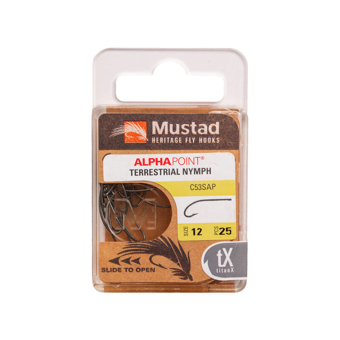 Mustad C53S Nymph/Dry Hook Long Curved 3XL - 25 Pack