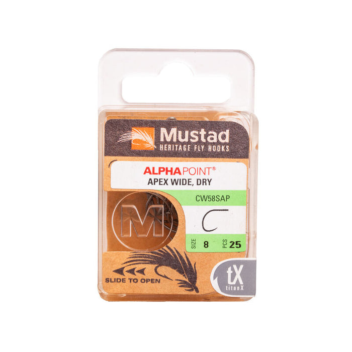 Mustad CW58SAP Curved Wide Gap Dry Fly Hook 1X Strong 2X Short - 25 pack