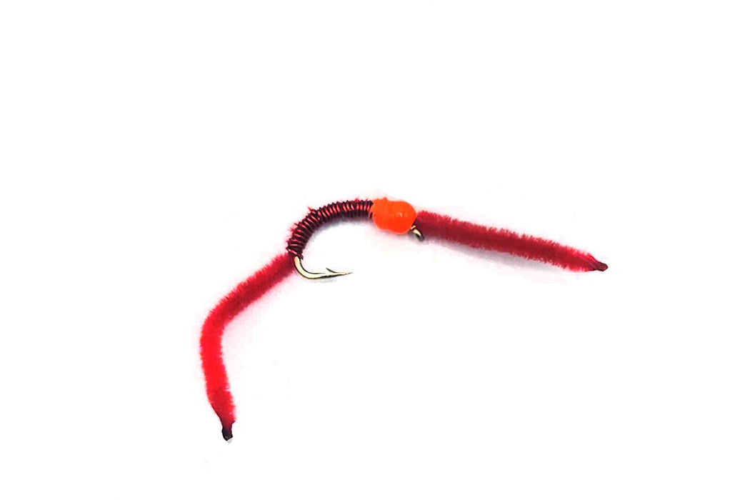 San Juan Worm Fly - Size 12 - Fire Orange
