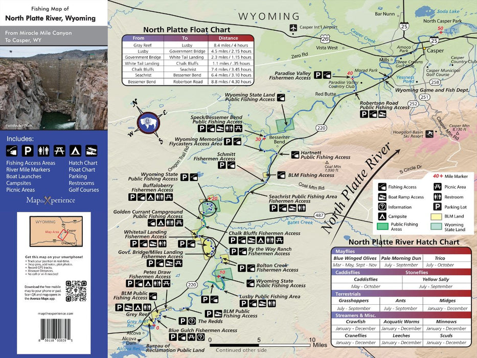 North Platte River, Wyoming Fishing Map