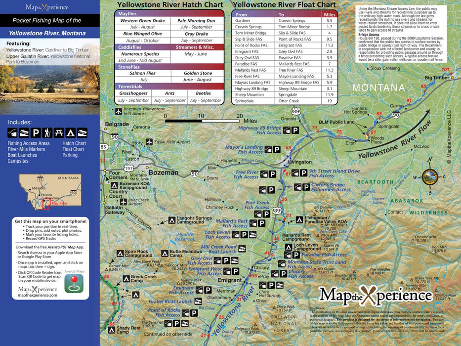 Yellowstone River, Wyoming Fishing Map