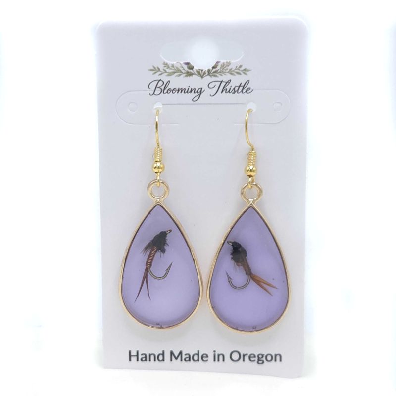 First Cast Teardrop Fly Earrings - By Blooming Thistle