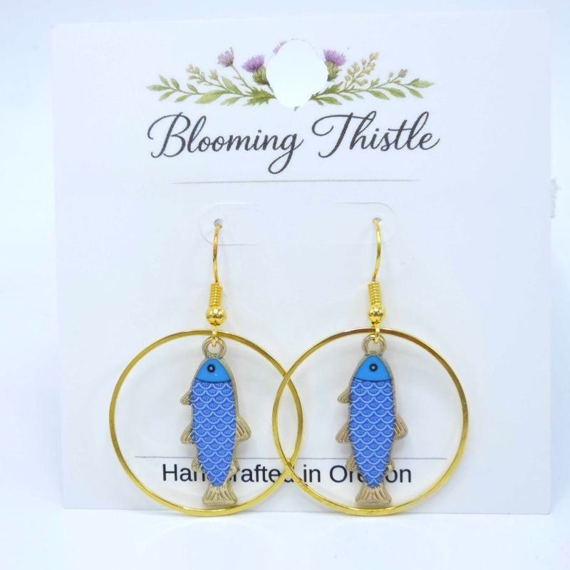 Open Water Fish Hoop Earrings - By Blooming Thistle