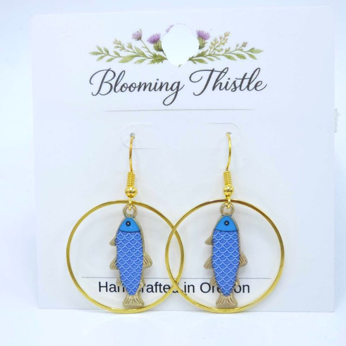 Open Water Fish Hoop Earrings - By Blooming Thistle