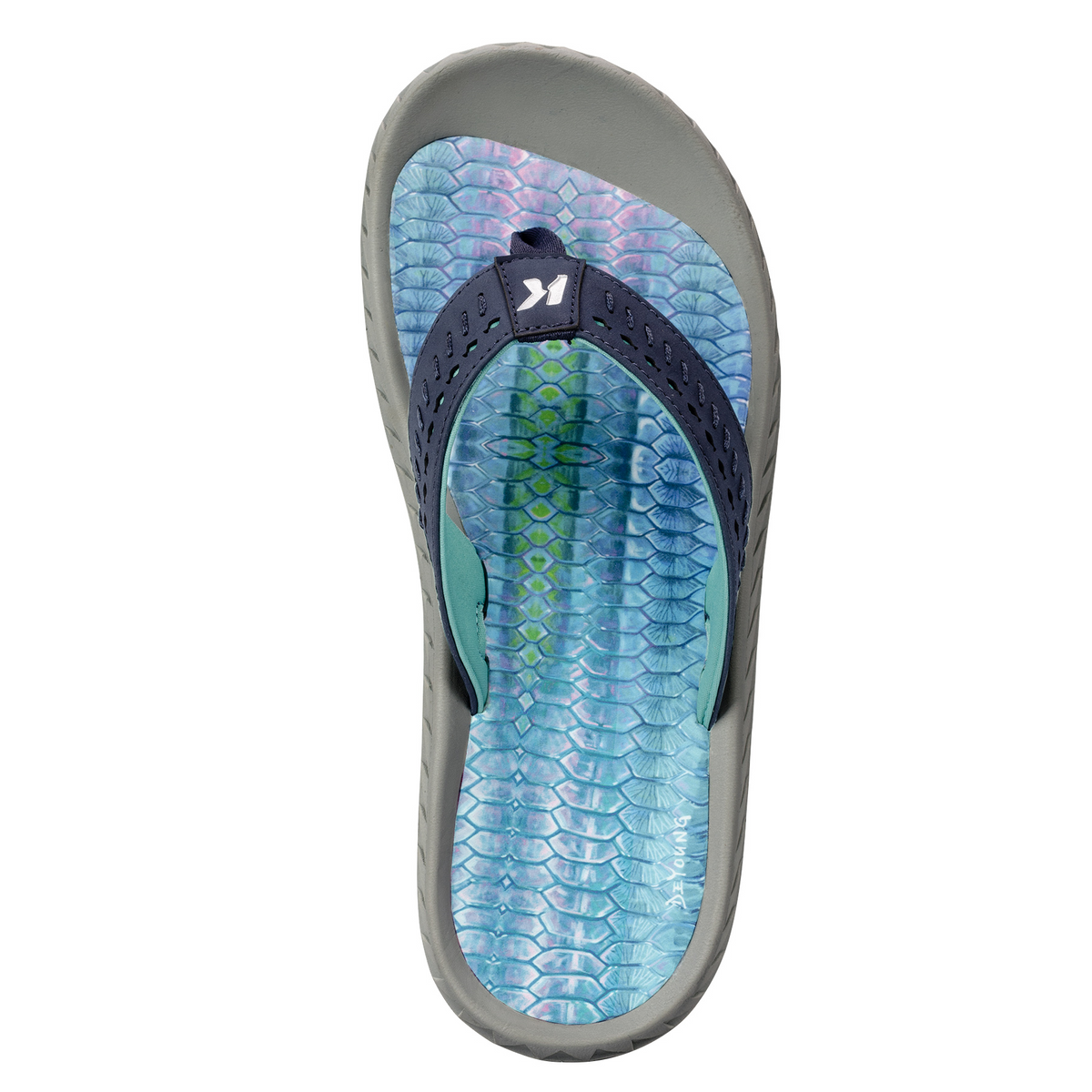 Korkers Fish Flip Dorado Sandals Flip Flops Blue/Green/Yellow Mens 12 GRE.jpg main image 3