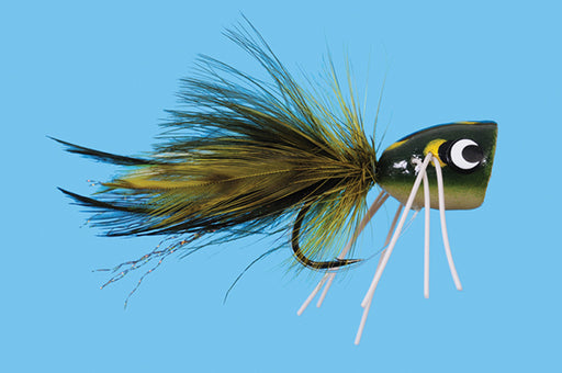 2-pack Bass Deer Hair Popper Fly Fishing Bug Natural With Grizzly