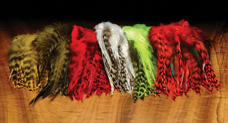 Grizzly Rooster Saddle Hackle Feathers