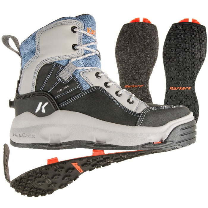 Size 11 Korkers Devils Canyon Wading Fishing Boot Studded Kling-on Rubber  Soles for sale online