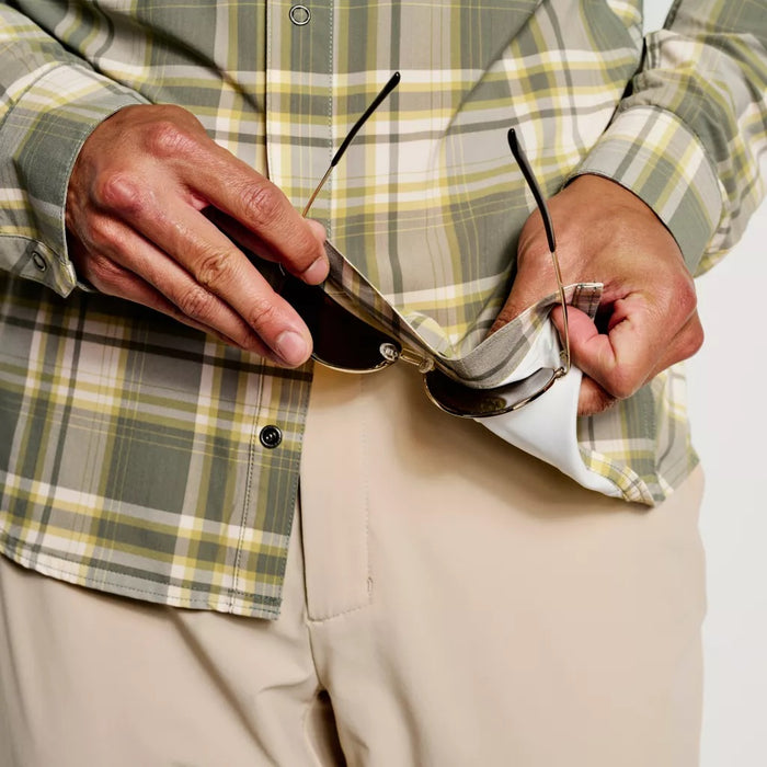Orvis Men Plaid Long Sleeve Button-Up 2-Flap Pocket Casual Fishing Shirts  XLT