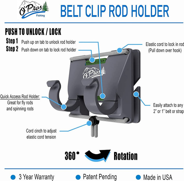 O'Pros 3rd Hand Belt Clip Rod Holder